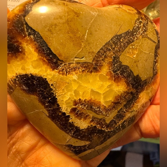 Beautiful Septarian heart shaped palm stone #3 - Picture 8 of 15